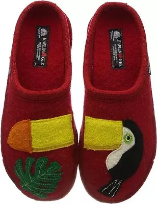 HAFLINGER Flair Tucan Zeigelrot RED Wool Arch Support Slipper EU 37 39 41 • £65.55