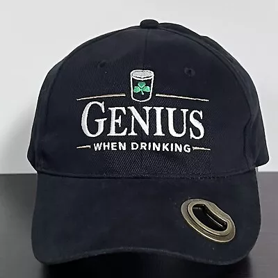 Genius When Drinking Hat Cap Adjustable Black Bottle Opener Bill Beer Brew • $11.99