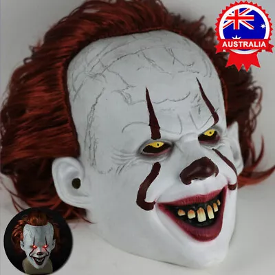 LED Halloween Joker Pennywise Mask Stephen King IT Chapter Cosplay Scary Props • $22.89