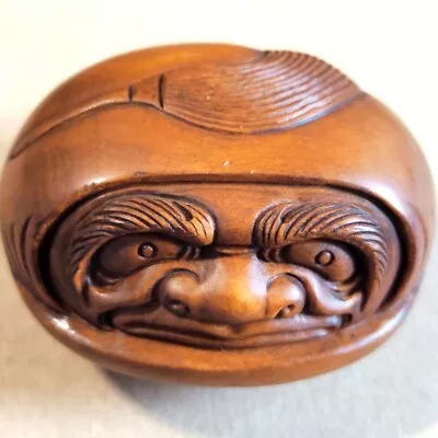 £24.60 • Buy M8344 - 1.7  Hand Carved Boxwood Netsuke Figurine Carving : Damo Mask