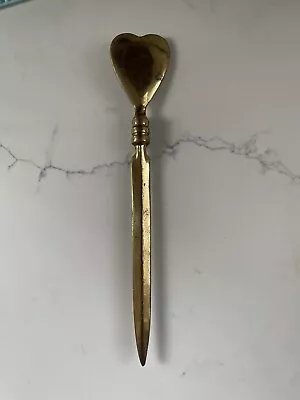 Solid Brass Letter Opener Heart 9 Inch Vintage • $12.99