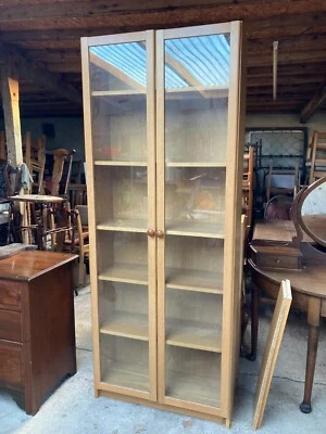 Brown Wood Effect Tall Display Cabinet With Adjustable Height Shelves • £79.99