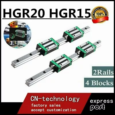 2X HGR15 HGR20/25 Linear Rail Guide + 4X HGH15CA HGH20CA Block HGH15 HGH25 CNC • £35