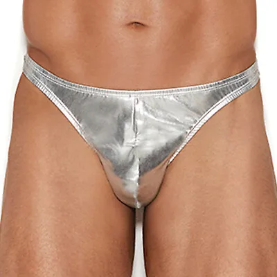 Men's Metallic Thong Silver Underwear Stretch Lamé Lame 82201 • $16.99