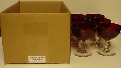 Morgantown GOLFBALL (RUBY) Champagne Sherbet Low (6) Set Of SIX MINT IN BOX • $100.95