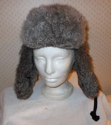 Paul Leinburd Design By Crown Navy Blue Trapper Hat Rabbit Fur  22  Medium No Ta • $17