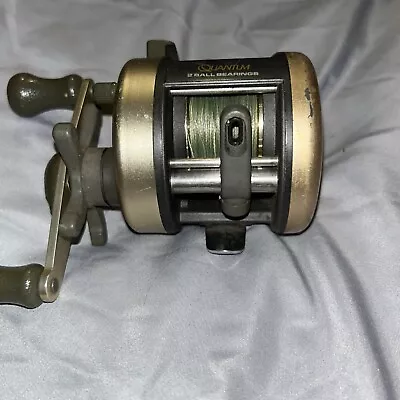 QUANTUM FISHING REEL GRAY/GOLD (P14001856) Tested - Works • $35