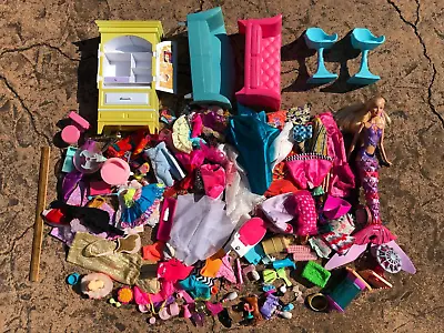 Lot Of Mostly Barbie Clothes Furniture Mermaid Doll Accessories • $39.95