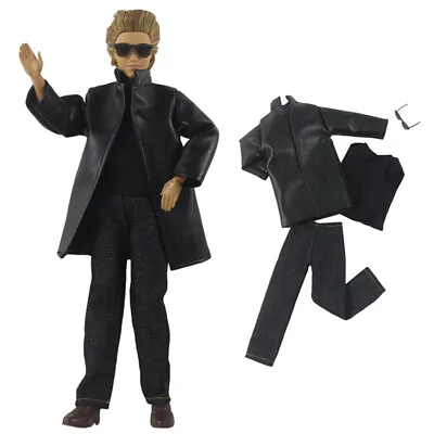 Boy Doll Clothes For Ken Doll Outfit Winter Wear Leather Coat Shirt Trousers 1/6 • £7.99