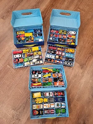 Vintage Matchbox Mixed Lot - 72 Diecast Cars - Includes 3 Collector's Cases • $79