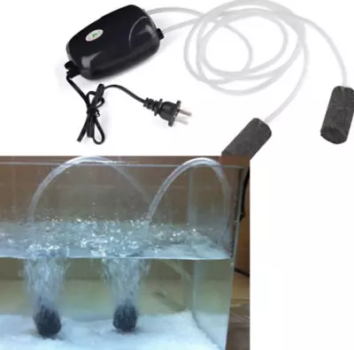 2 Air Bubble Disk Stone Aerator Aquarium Fish Tank Pond Pump And Silicone Tube • $12.38