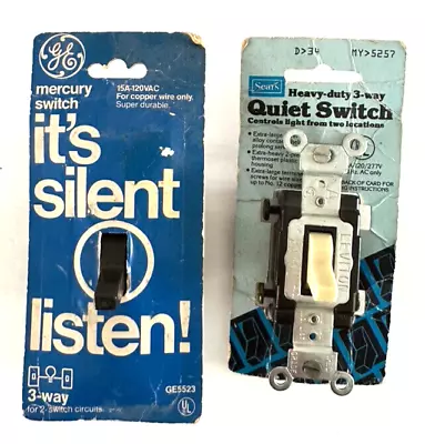 Two Vintage 3-Way Wall Switches~~Both Silent~~GE And Sears Brands • $15