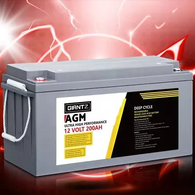 Deep Cycle AGM Battery 200Ah Marine Caravan Camping Sealed Portable Power 12V • $415.95