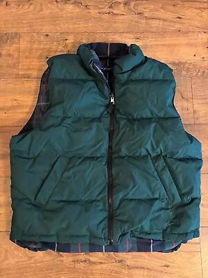 Eddie Bauer Puffer Vest Mens XL Green Reversible Plaid Goose Down Outdoors AS IS • $14.95