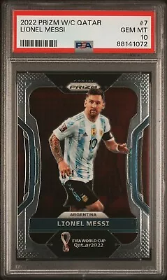 2022 Panini Prizm World Cup QATAR #7 Lionel Messi Base - PSA 10 • $90