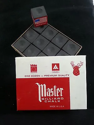 1 Box ( 12 Pieces ) New Black Master Chalk Pack  - Pool & Billiard Cue Chalk  • $9.50