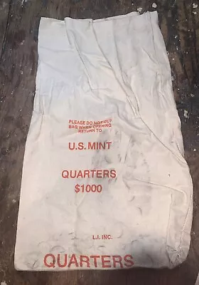 VTG U.S. MINT S.W.B. Canvas Money Bag For Quarters Holds $1000  • $12