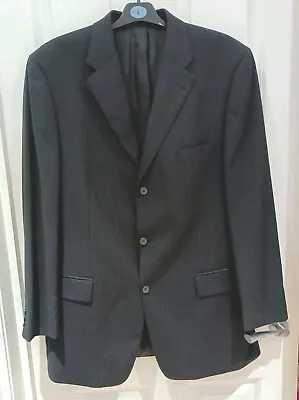 Vintage Mario Barutti Pure Virgin Wool Striped Black Jacket Blazer 46R Smart • £55