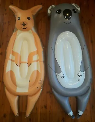 2 Inflatable Pool Float Koala & Kangaroo Swimming Raft Toy Lounger Adults Kids • $49.99