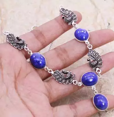 Lovely Lapis Lazuli 925 Silver Plated Handmade Necklace Of 16  Ethnic • $1.99