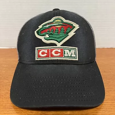 CCM Hockey Minnesota Wild Hat Cap Snap Back NHL Big Logo Black Gray • $18.98