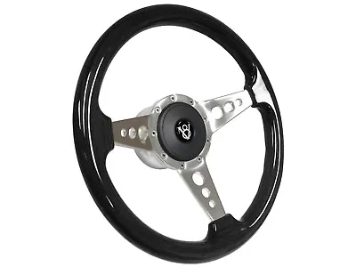 S9 Black Ash Finished Wood Steering Wheel Hot Rod V8 Kit | Taper & Key Adapter  • $276.29