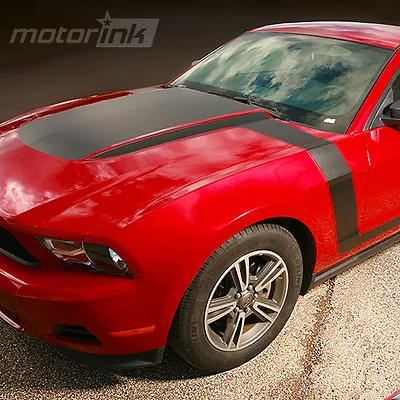 2010-2012 Ford Mustang Boss Style Hood Fender To Side Stripes Decals Matte Black • $119