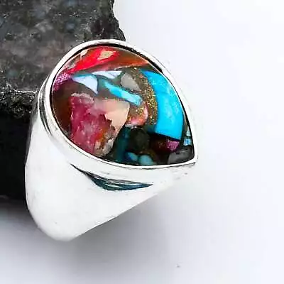 Oyster Turquoise Gemstone Wedding Gift Man's Ring Jewelry US Size-8.25 AR-11699 • $3.99