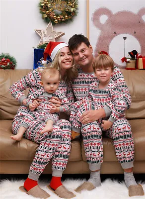 £11.74 • Buy Christmas Elk Pyjamas Family Matching Adults Kids Xmas Nightwear PJs Sleepwear