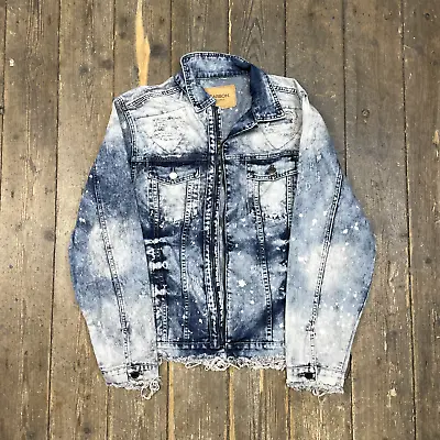 Vintage Denim Jacket 90s Jean Bomber Trucker Washed Blue Womens XL • £25