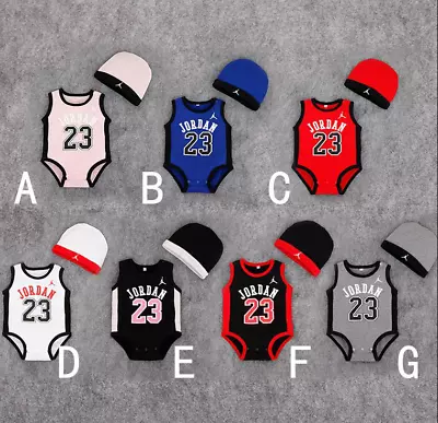 New Baby Boys Girls 2 Pieces Basketball Set Romper One Piece + Beanie  0-2Year • $21.99