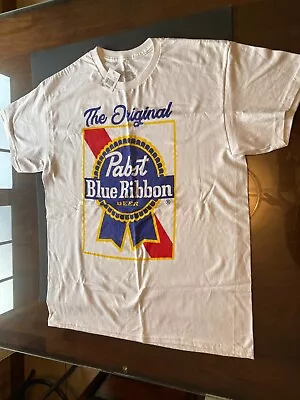 Men's Pabst Blue Ribbon Beer Tee Shirt Large White New With Tag • $9.99