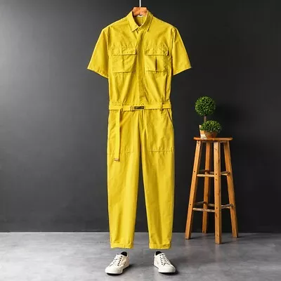 Mens Casual Short Sleeve Jumpsuits Loose Summer Siamese Trousers Pants Overalls • $52.76