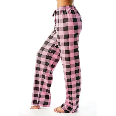 Women's Winter Plaid Printed Pants Full Length Long Trousers Loose Sports Pants • £10.68