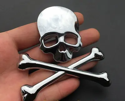3D Chrome Metal Skull Skeleton Cross Car Trunk Rear Emblem Badge Decal Sticker • $7.90