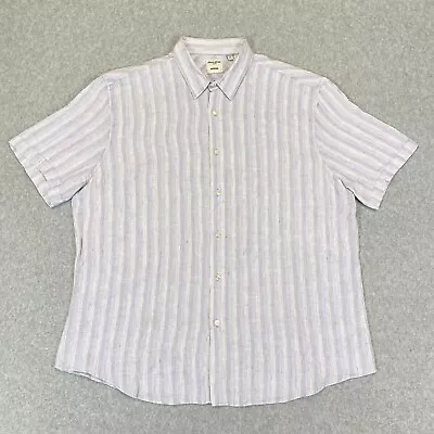 Murano Baird McNutt Linen Shirt Men's XL Purple White Stripe Short Sleeve Button • $14.14