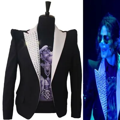 MJ Michael Jackson Costume This Is It Jacket Skinny Informal Crystal Suit Blazer • $99.99