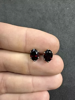 1.4g Vintage Sterling Silver 925 Garnet Stud Earrings Jewelry Lot H • $8.50