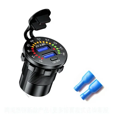 $11.62 • Buy 5V 4.8A Dual-USB Car Fast-Charging Charger Socket W/ LED Voltmeter Display Parts