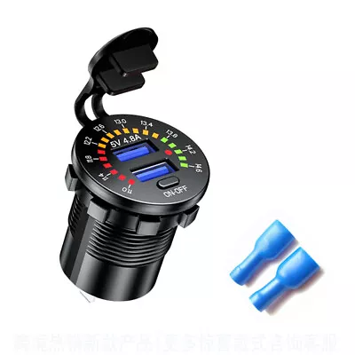 $10.78 • Buy 5V 4.8A Dual-USB Car Fast-Charging Charger Socket W/ LED Voltmeter Display Parts