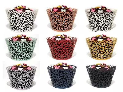 £14.95 • Buy 12/25/50/100x Filigree Vine Cupcake Wrappers Cases Laser Cut Wedding Birthday