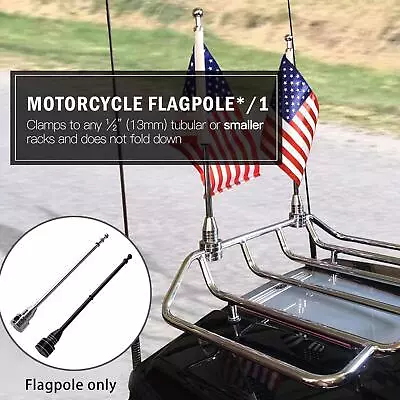 Universal Motorcycle American USA Flag Pole Luggage Rack Mount For Harley Rear  • $11.02