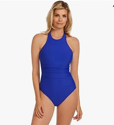 Magicsuit By Miraclesuit 8 Danika Strappy Back One Piece Swimsuit Blue $162 • $82