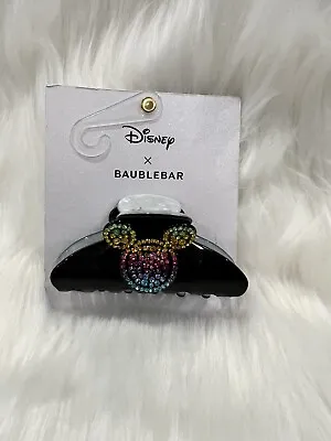 NEW Disney X Baublebar Black Mickey Mouse Hair Clip Multicolored Rhinestones (A) • $12.99