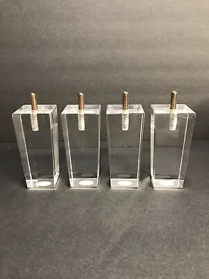 NEW MID CENTURY MODERN ~ Set Of 4 ~Square Tapered Clear Acrylic Replacement Feet • $22.99
