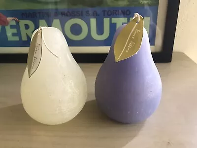 Vance Kitira Set Of 2  Pear Shaped Candles 1 White 1 Purple 4” NEW • $34.13