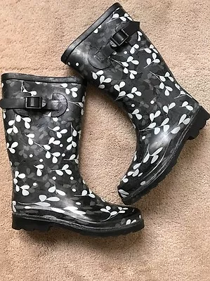 Aqua Stop Aqua Black White Rain Boots Sz 8M • $28