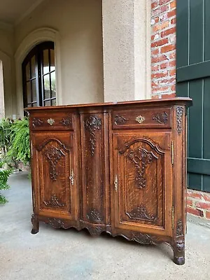 Antique French Sideboard Foyer Cabinet Louis XV Carved Tiger Oak 19th Century • $4425