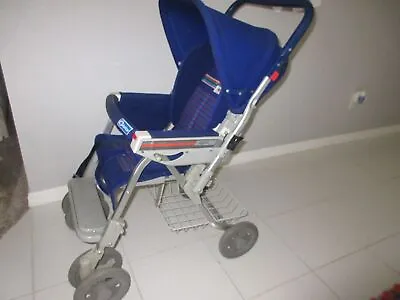 Rare Vtg Aprica Le Beau(967)fold Up W/canopy Baby Stroller Blue Osaka Japan Euc • $209.99