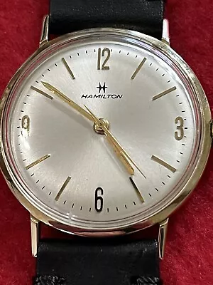 Vintage 1960's Men's Hamilton 17j 10K Solid Gold 33mm USA Wristwatch-Runs Great • $399.95